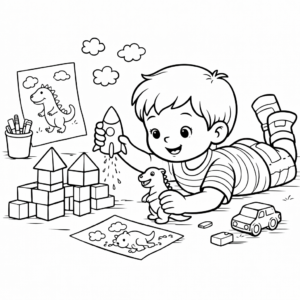 Criança brincando sozinha de forma criativa