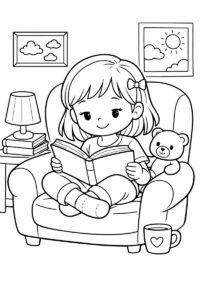 Criança lendo um livro calmamente