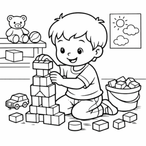 Criança montando blocos de construção