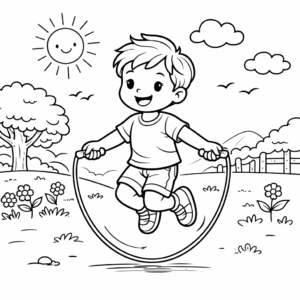 Criança pulando corda